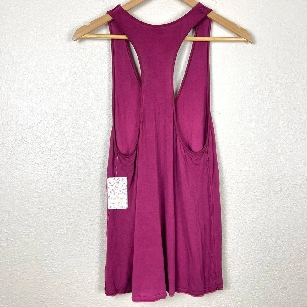 Free People Amelia Y-Strap Raspberry Sleeveless‎ Racerback Tank Top Sz Small Wmn